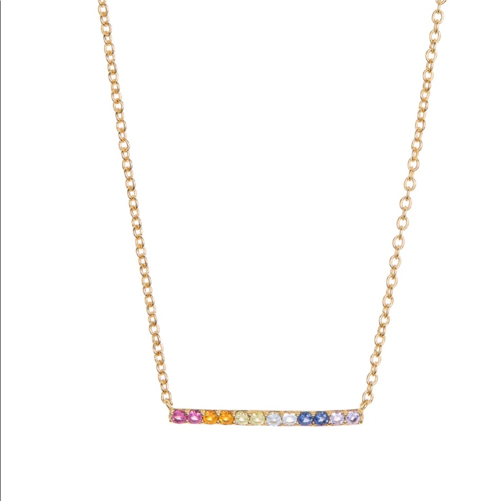 Nadri Rainbow CZ Bar Pendant Necklace NIB
